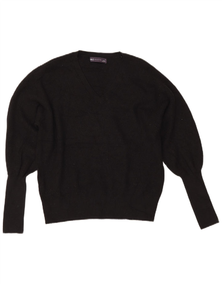 Женский укороченный джемпер с v-образным вырезом MARKS & SPENCER UK 10, маленький черный