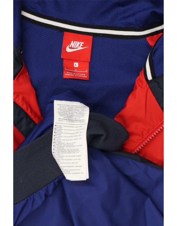Мужская спортивная куртка с капюшоном Nike, большая темно-синяя полиэстер с цветными блоками