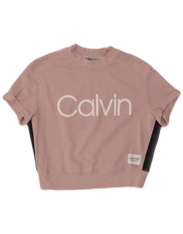 CALVIN KLEIN Женский спортивный костюм оверсайз с графическим рисунком UK 10, маленький розовый