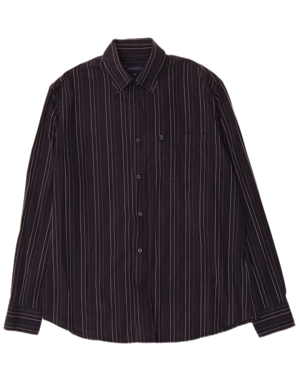 Мужская рубашка Trussardi Jeans 2XL, хлопковая темно-синяя полоска