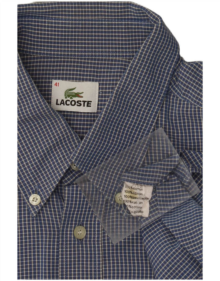 Мужская рубашка Lacoste, размер 41, большая синяя хлопковая клетка