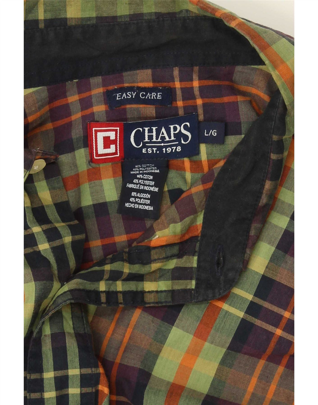 Мужская рубашка Chaps, легкая в уходе, большая зеленая клетка, хлопковая