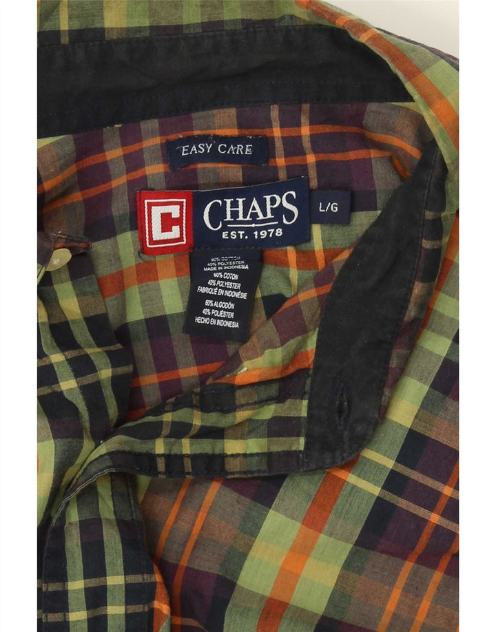 Мужская рубашка Chaps, легкая в уходе, большая зеленая клетка, хлопковая