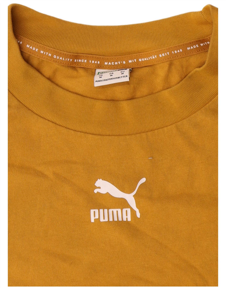 Мужская футболка свободного кроя Puma, хлопковый топ среднего желтого цвета