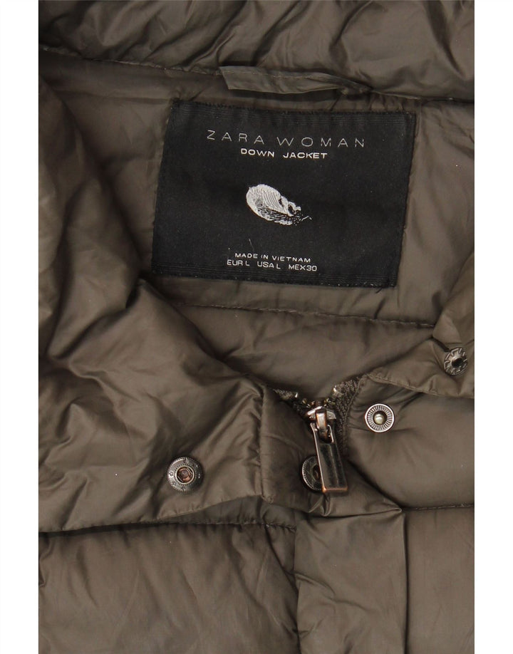Женская стеганая куртка Zara UK 16, большой цвет хаки