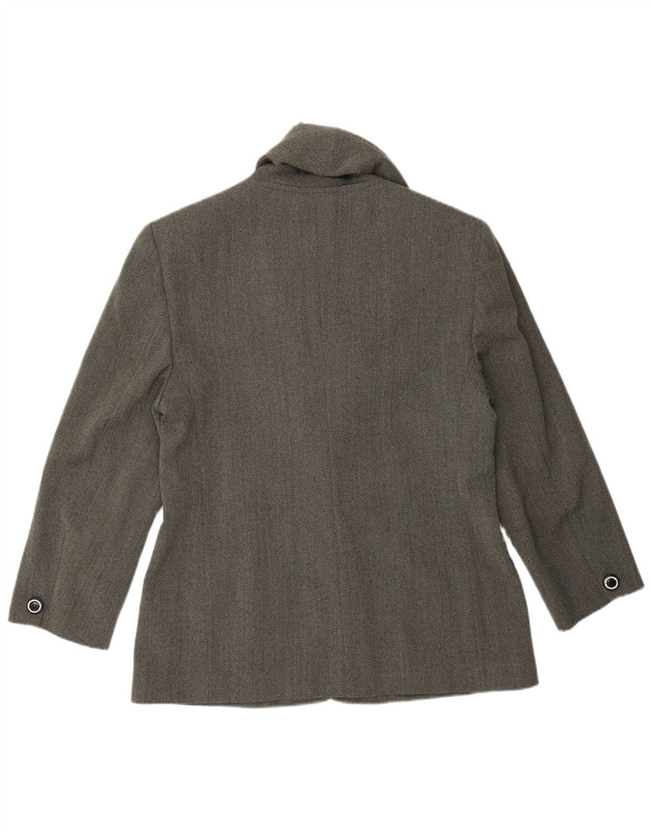 Женский пиджак Genny на 3 пуговицах, Великобритания 14, средний серый, с узором «в ёлочку», шерстяной