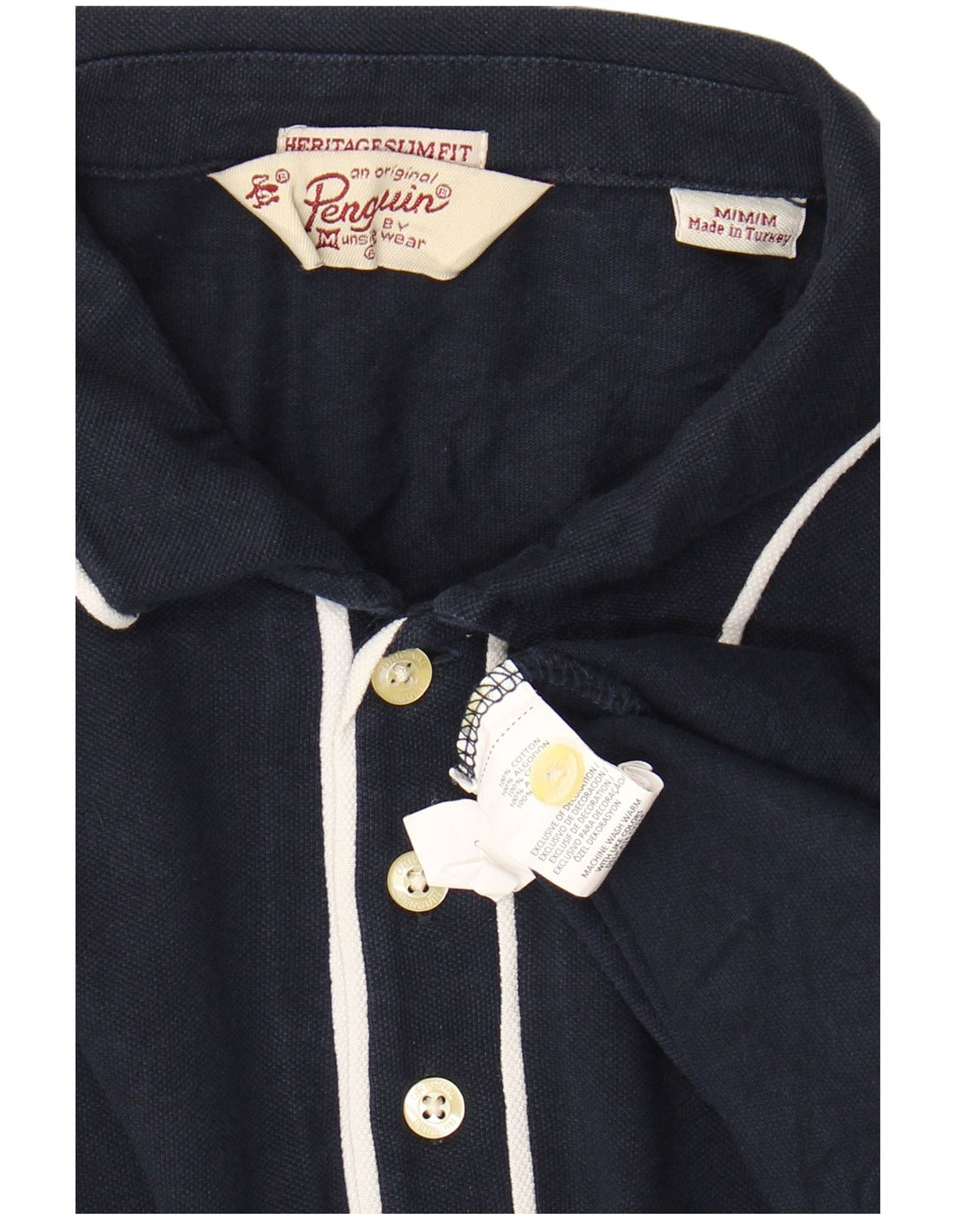 Мужская рубашка поло приталенного кроя с длинным рукавом PENGUIN, темно-синяя, среднего размера