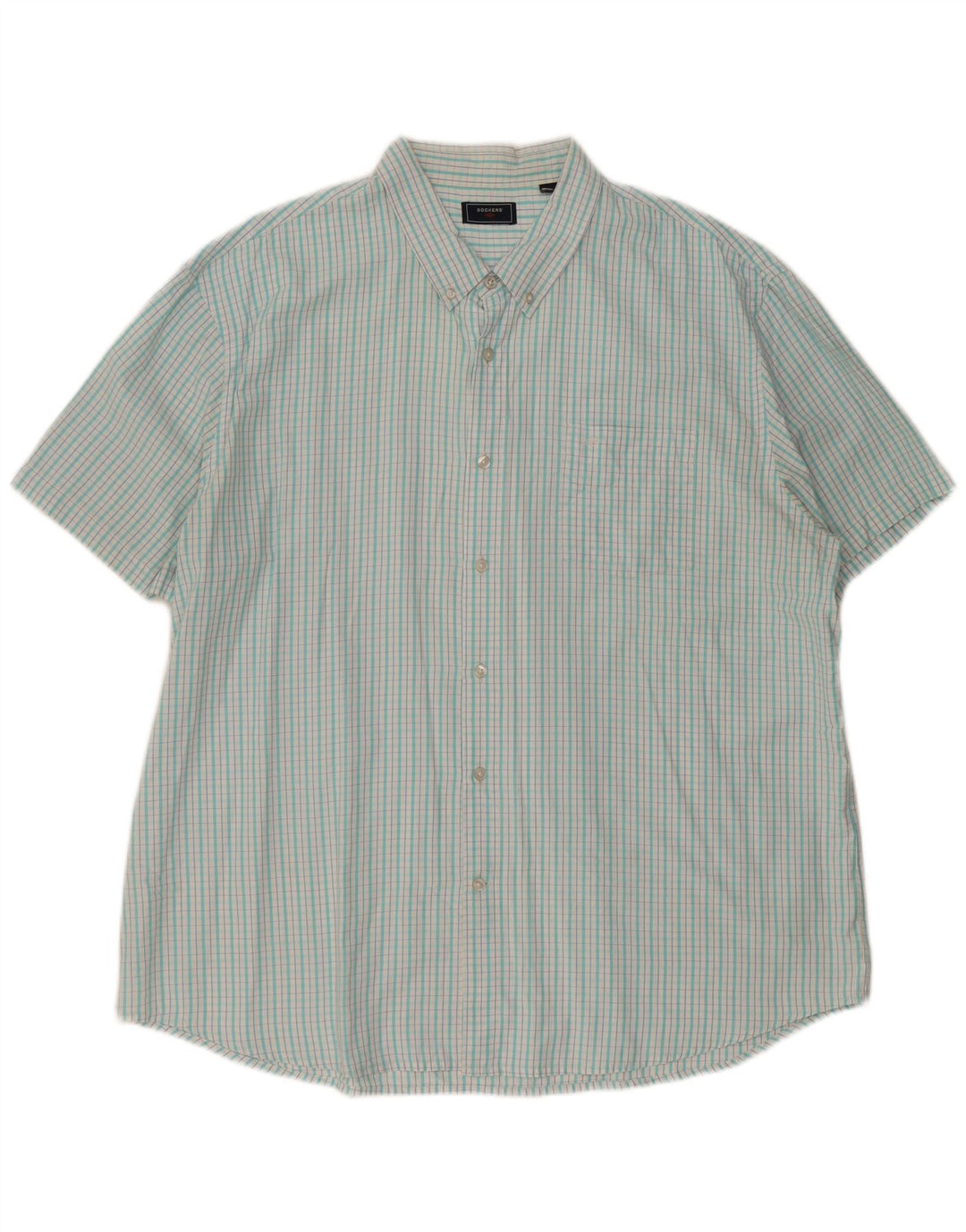 DOCKERS Мужская рубашка с коротким рукавом 2XL Бирюзовая клетка