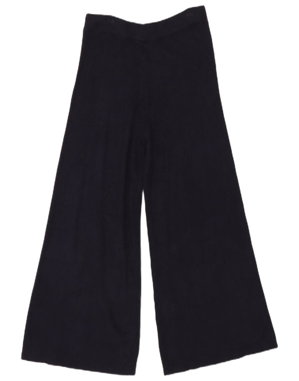 Zara Womens High Waist Wide Leg Casual Trousers Small W26 L26 Navy Blue