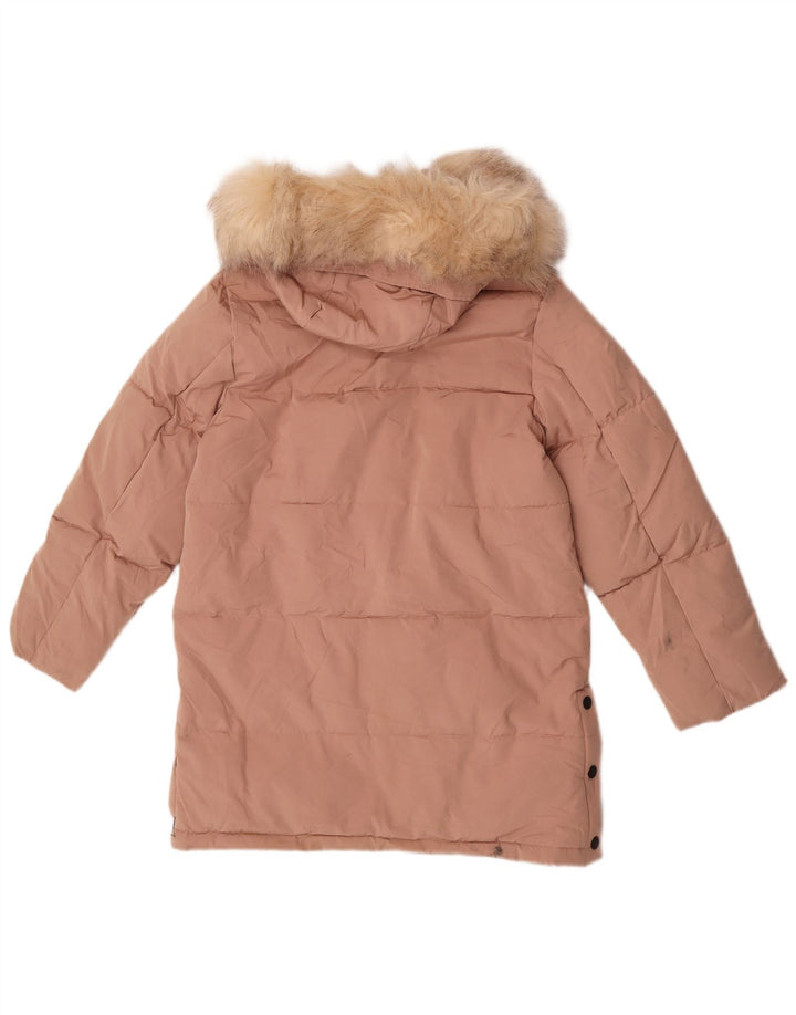 Стеганая куртка с капюшоном Zara для девочек 13–14 лет, розовый полиэстер