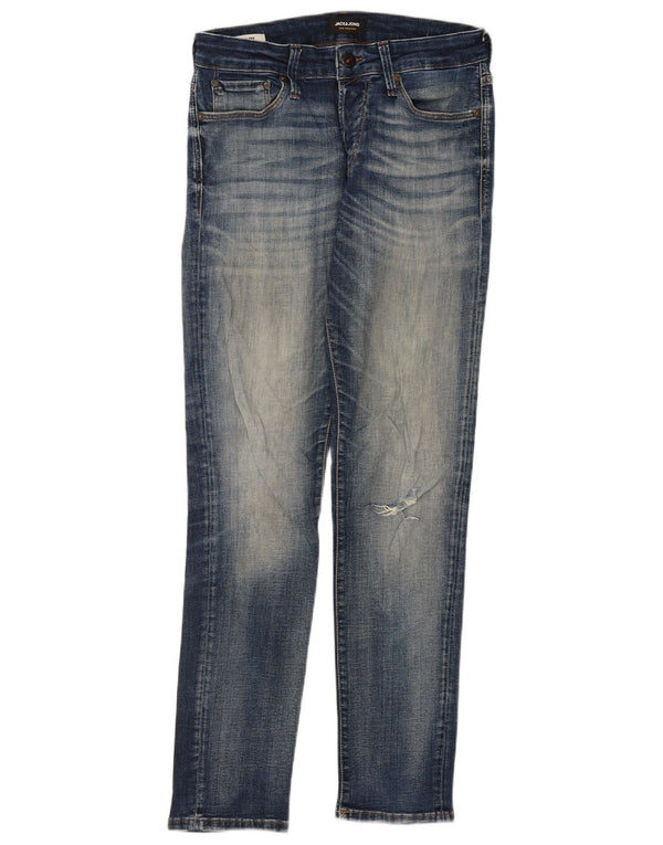Мужские потертые узкие джинсы GLENN Jack & Jones W30 L32, синий хлопок