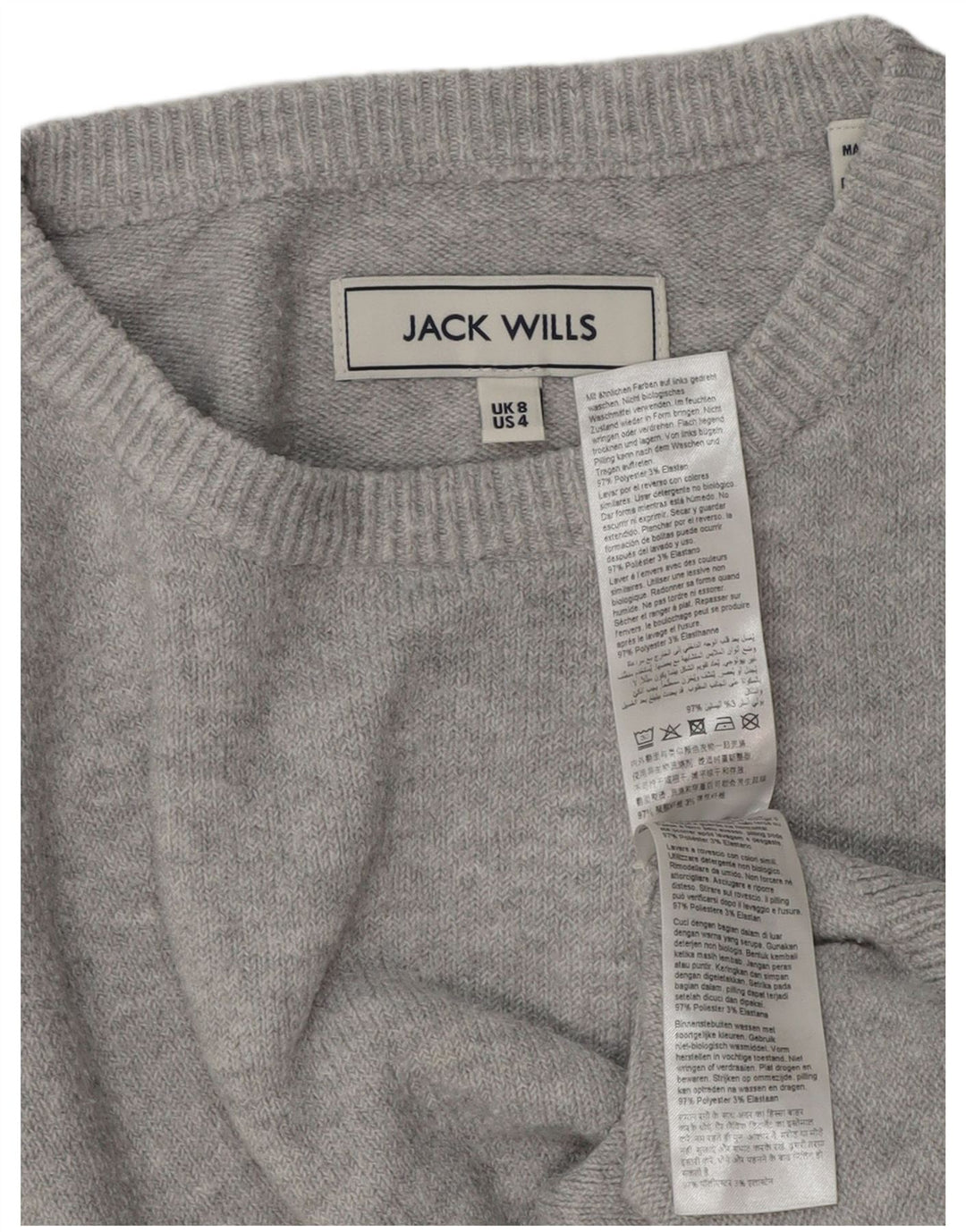 JACK WILLS Женский свободный джемпер с круглым вырезом, Великобритания, 8, маленький серый