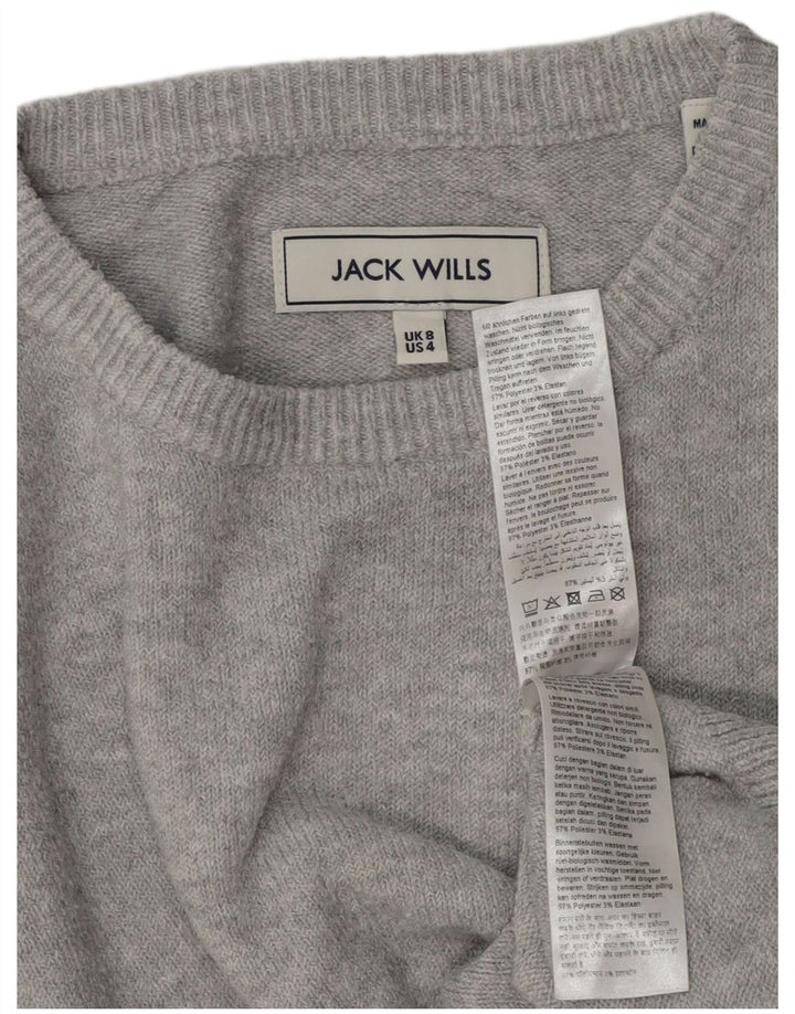 JACK WILLS Женский свободный джемпер с круглым вырезом, Великобритания, 8, маленький серый