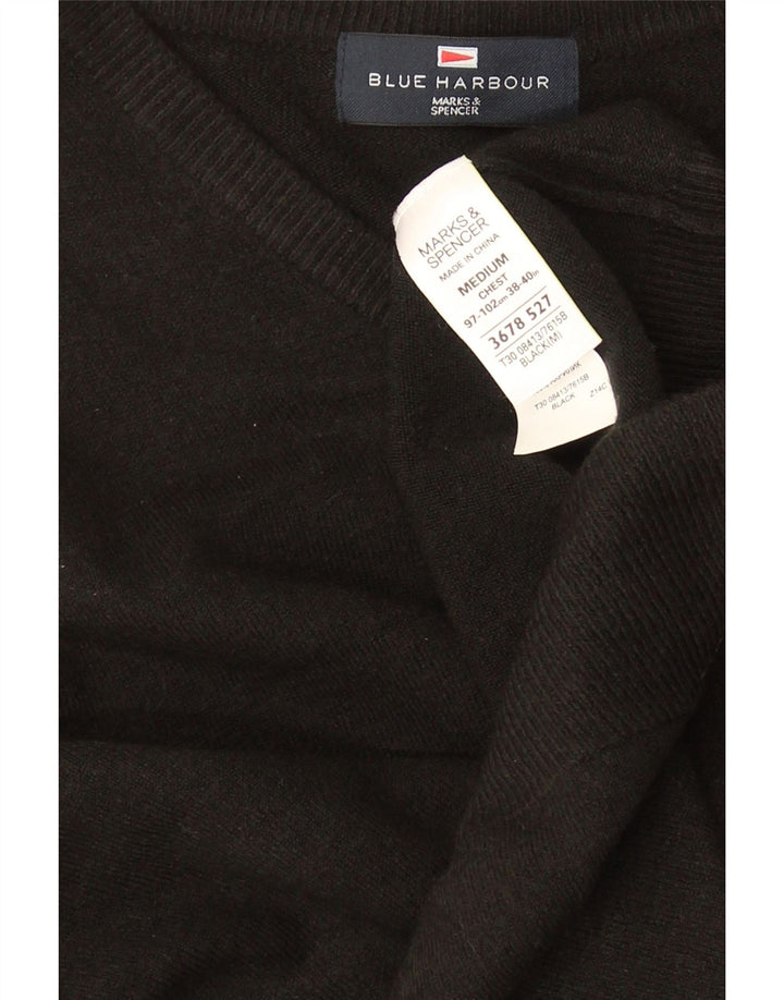 Мужской свитер с v-образным вырезом Marks & Spencer Blue Harbour, средний черный