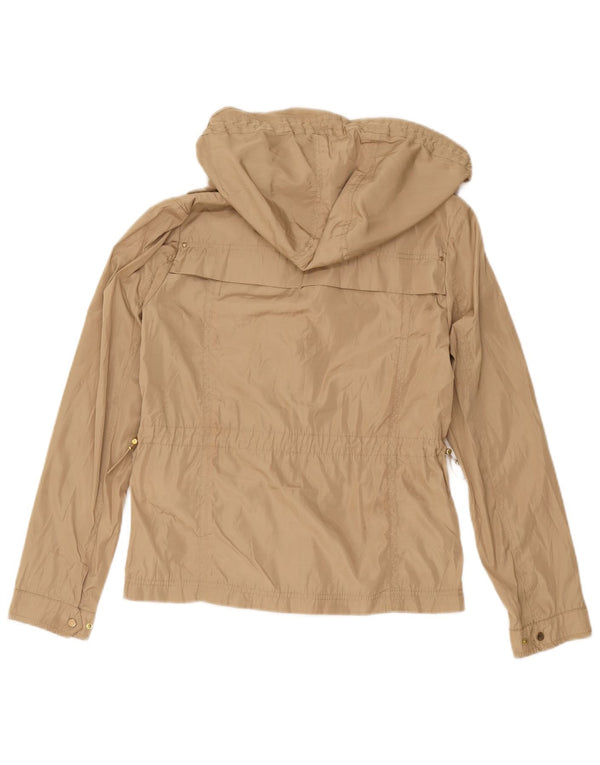 Женская дождевик с капюшоном Zara UK 12, средний бежевый, полиэстер