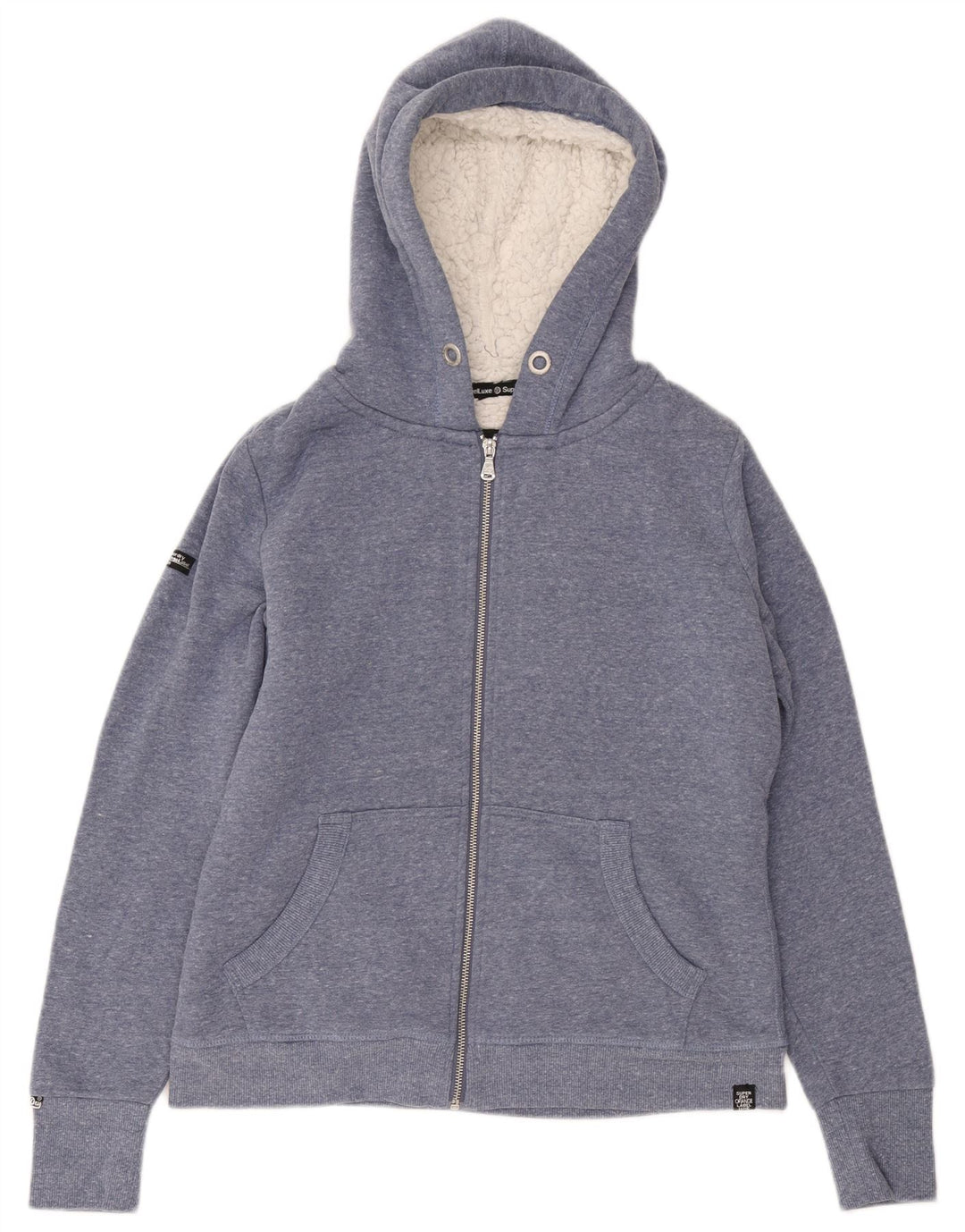 Женский свитер с капюшоном на молнии Superdry UK 16, большой синий полиэстер