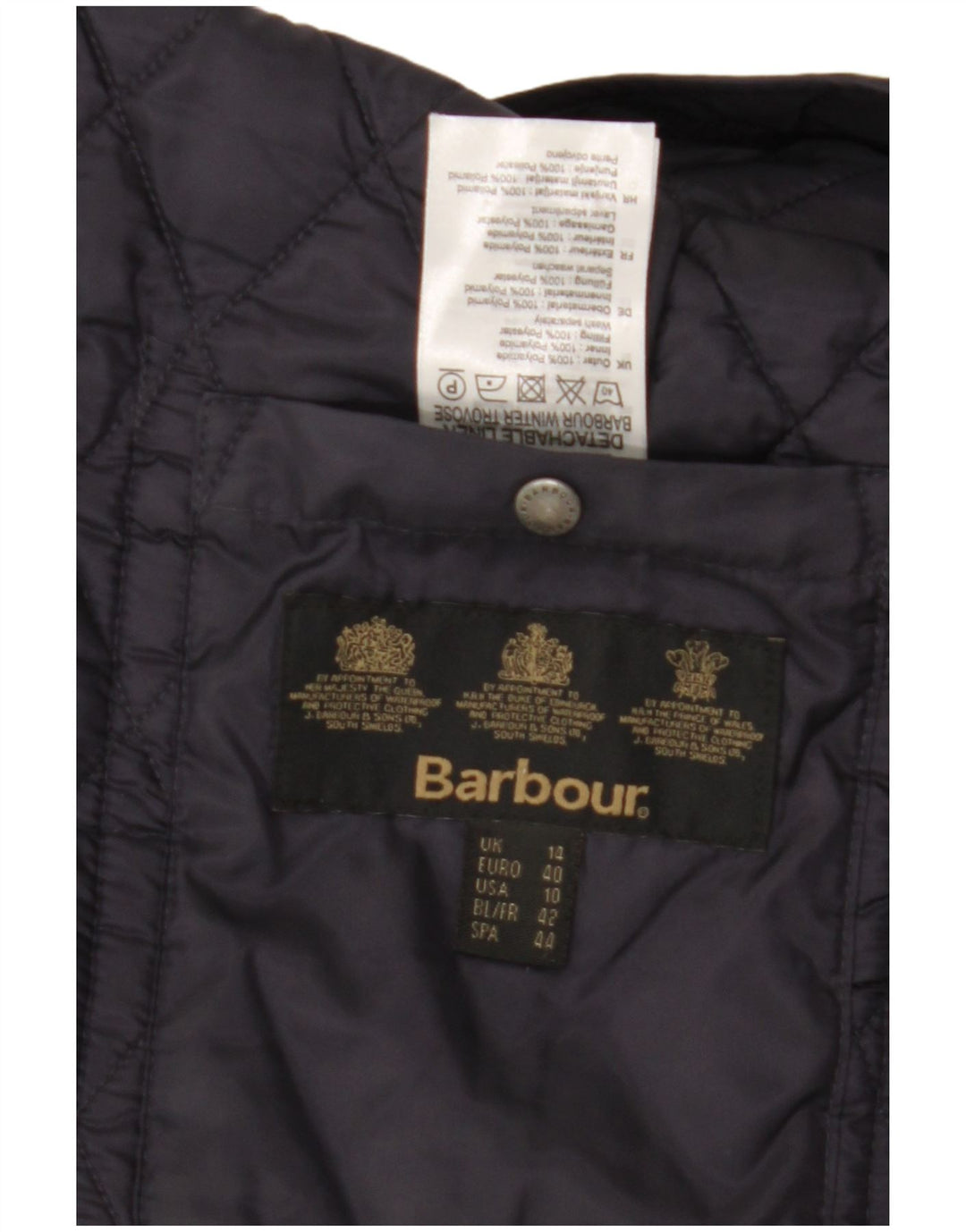 Женская стеганая куртка BARBOUR UK 14, большая, темно-синяя, полиамид