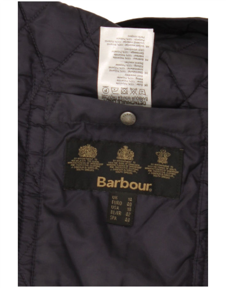 Женская стеганая куртка BARBOUR UK 14, большая, темно-синяя, полиамид