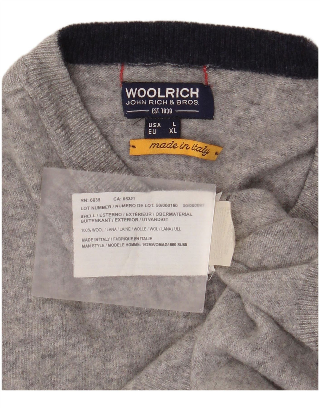 Женский джемпер с круглым вырезом Woolrich, Великобритания, 16, большой размер, серая шерсть
