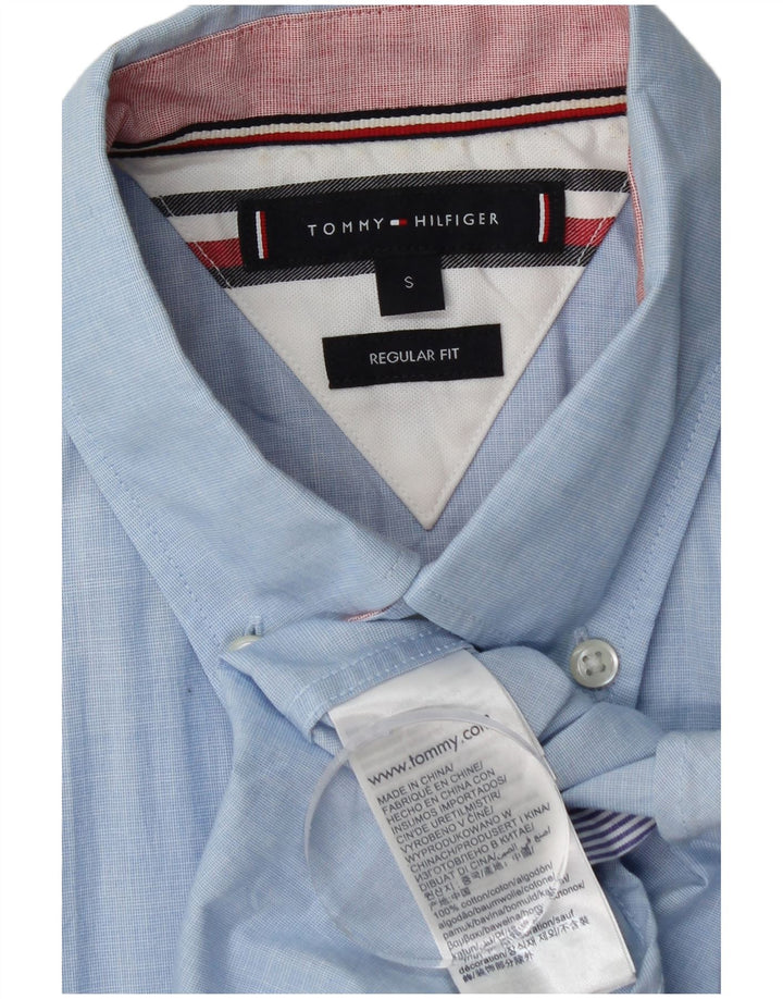 TOMMY HILFIGER Мужская рубашка обычного кроя с коротким рукавом, маленький синий хлопок