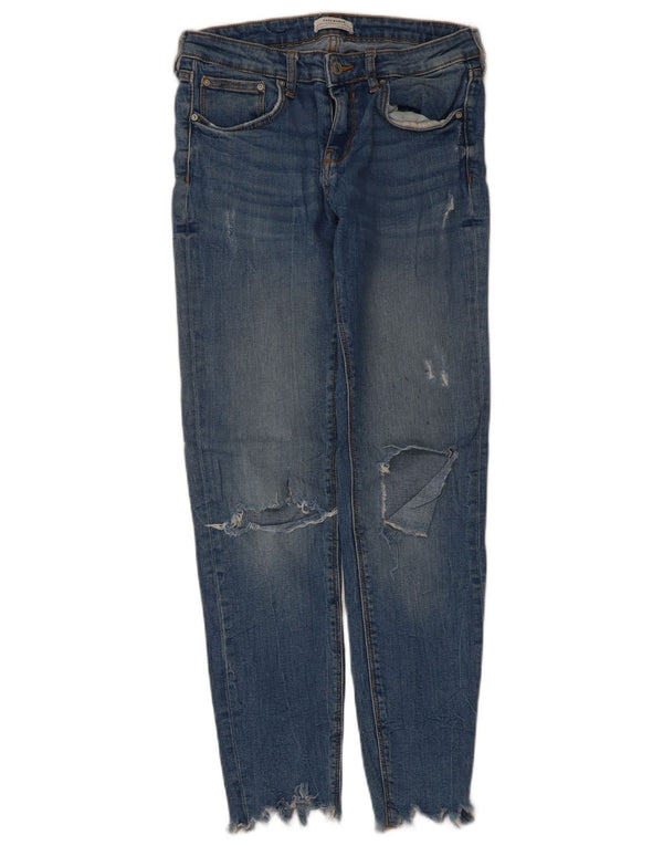 Zara Womens Distressed Slim Jeans EU 38 Small W28 L28 Blue