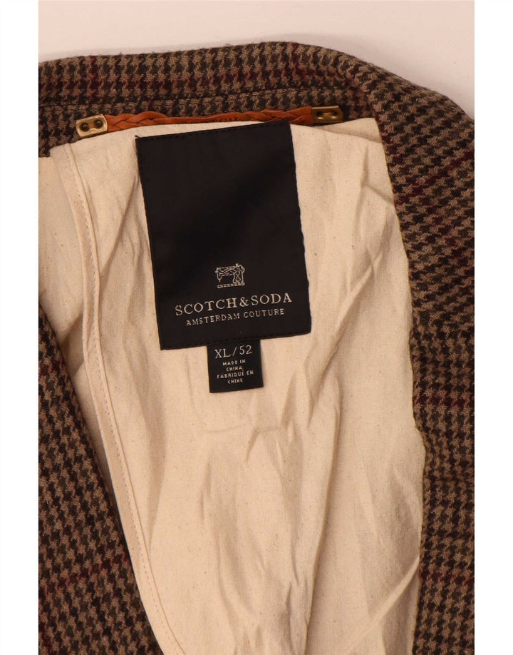 Мужской пиджак на двух пуговицах Scotch & Soda IT 52 XL, коричневый, шерсть с узором «гусиные лапки»