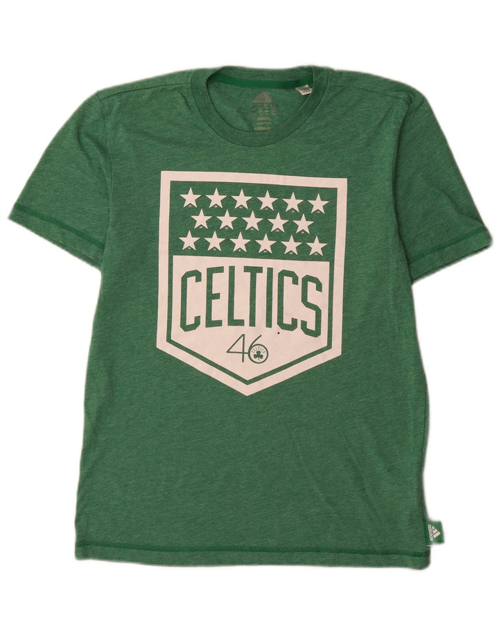 Мужская футболка Adidas Boston Celtics с рисунком, маленький зеленый полиэстер