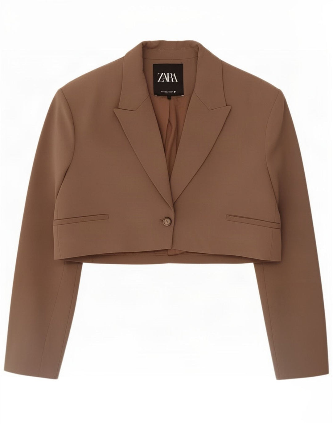 Zara Женское болеро на 1 пуговице UK 14 Средний коричневый полиэстер