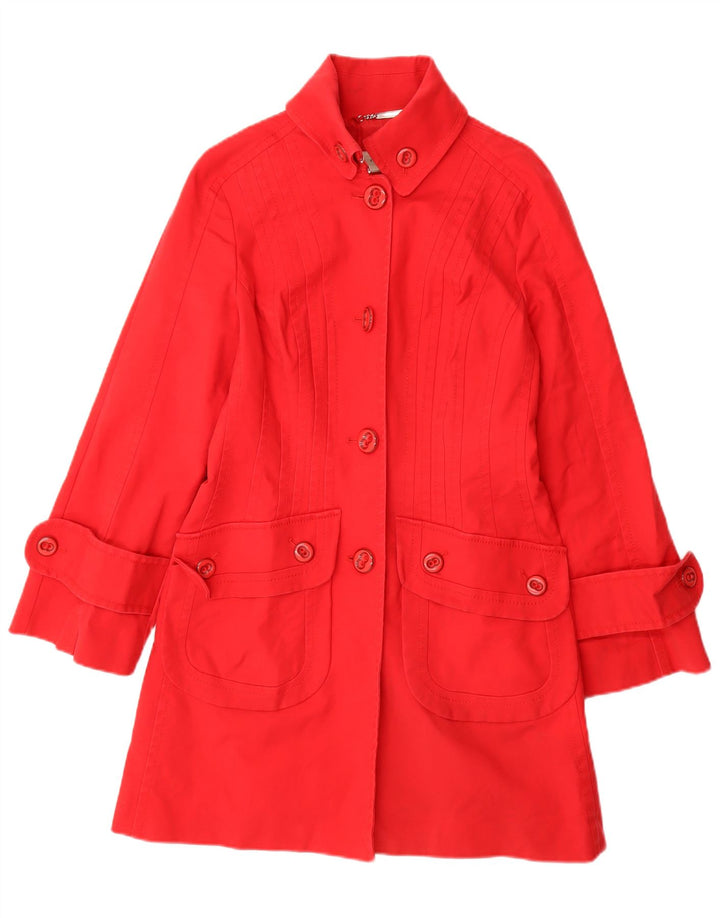KAREN MILLEN Womens Overcoat UK 12 Medium Red Cotton
