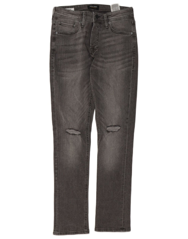 Мужские потертые узкие джинсы Jack & Jones GLENN W28 L32, серый хлопок