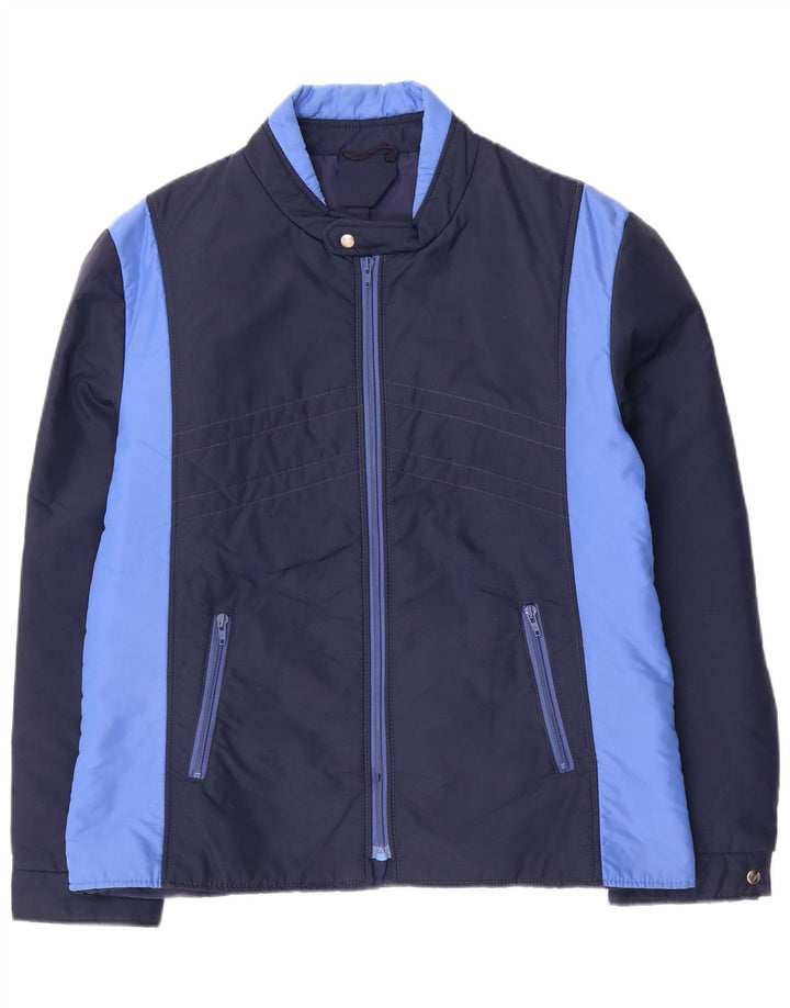 Винтажная мужская ветровка UK 40, большая темно-синяя с цветными блоками, полиамид