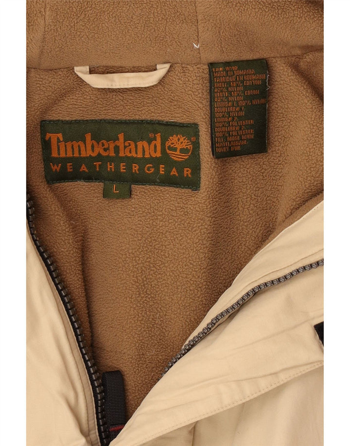 Мужская парка Timberland с капюшоном UK 40, большая, бежевый нейлон