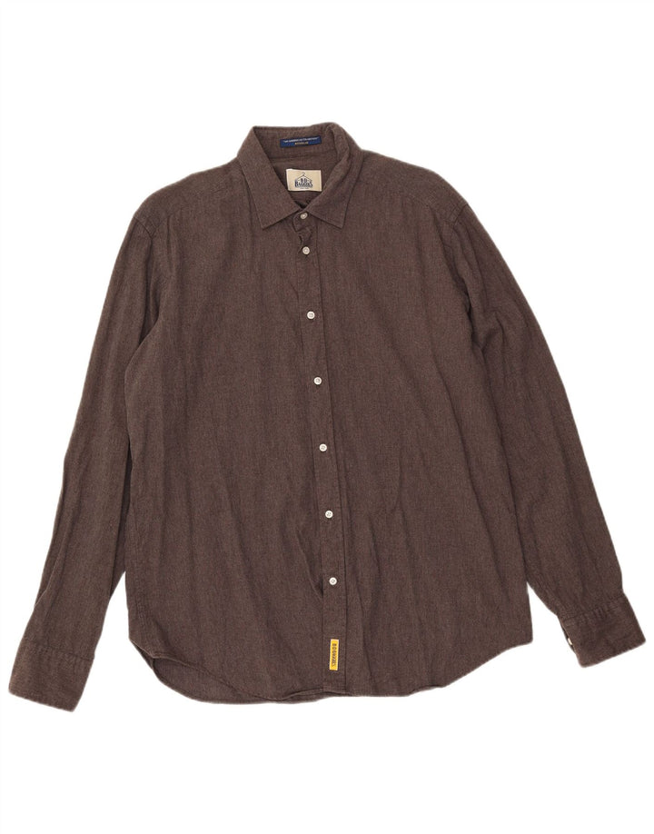 Б.Д. Мужская фланелевая рубашка стандартного кроя BAGGIES, большая, коричневая