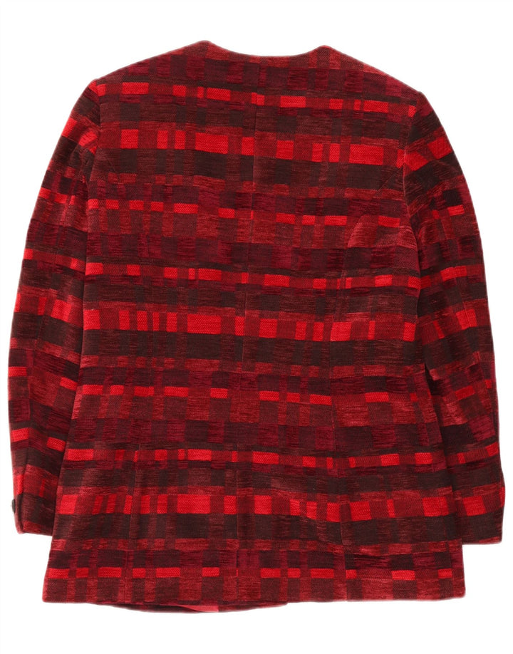 DEVERNOIS PARIS Женский пиджак на 5 пуговицах UK 12 Средний красный с геометрическим узором