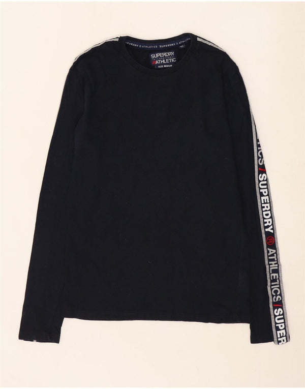 Мужской топ с рисунком Superdry, средний темно-синий хлопок с длинными рукавами