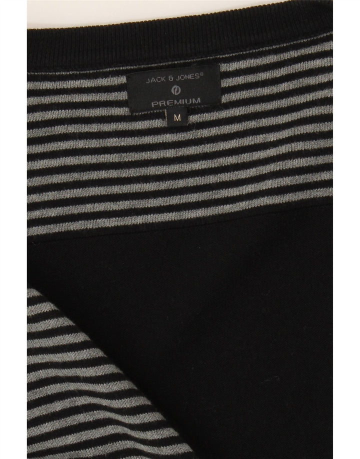 JACK & JONES Mens Cardigan Sweater Medium Grey Striped Cotton Vintage Jack & Jones and Second-Hand Jack & Jones from Messina Hembry 