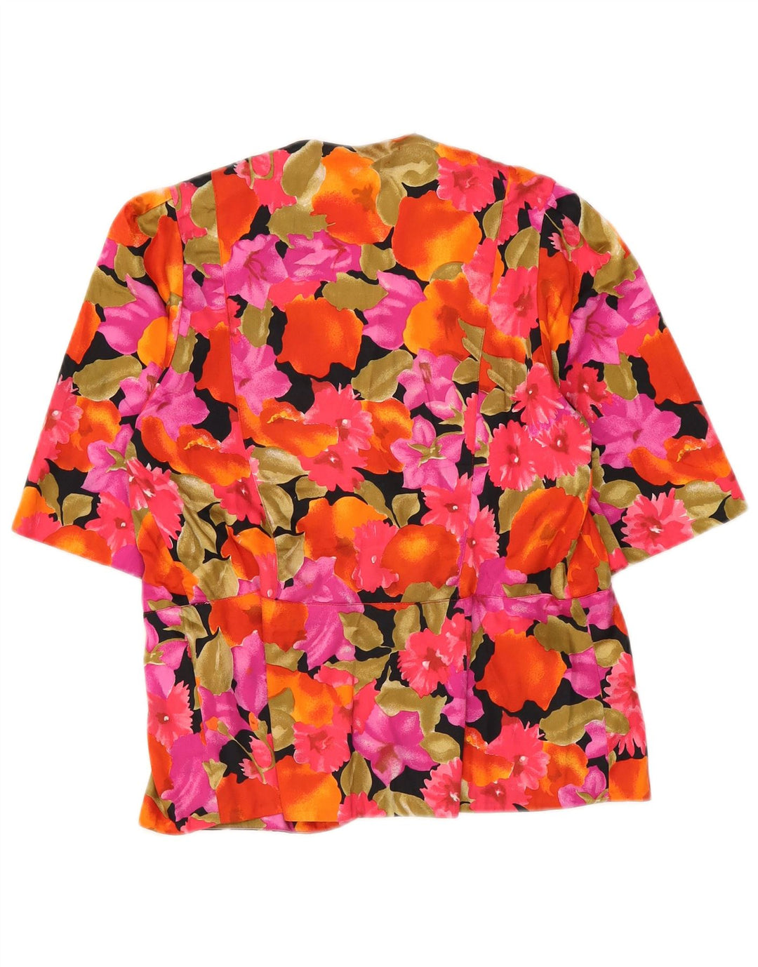 Винтажная женская блузка-рубашка с коротким рукавом IT 45, средний разноцветный цветочный принт