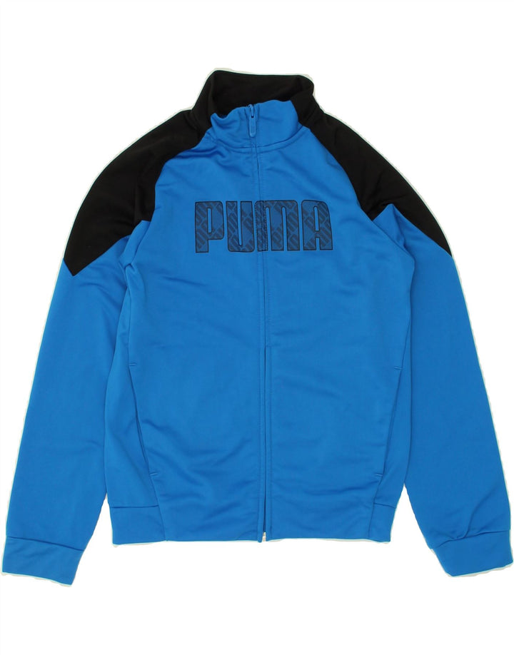 PUMA Boys Graphic Tracksuit Top Jacket 11-12 Years Blue Colourblock Vintage Puma and Second-Hand Puma from Messina Hembry 