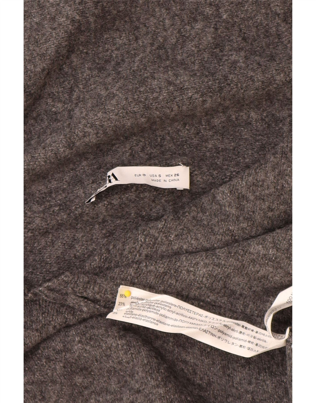 Женский свободный джемпер с отложным воротником Zara UK 10, маленький серый полиэстер