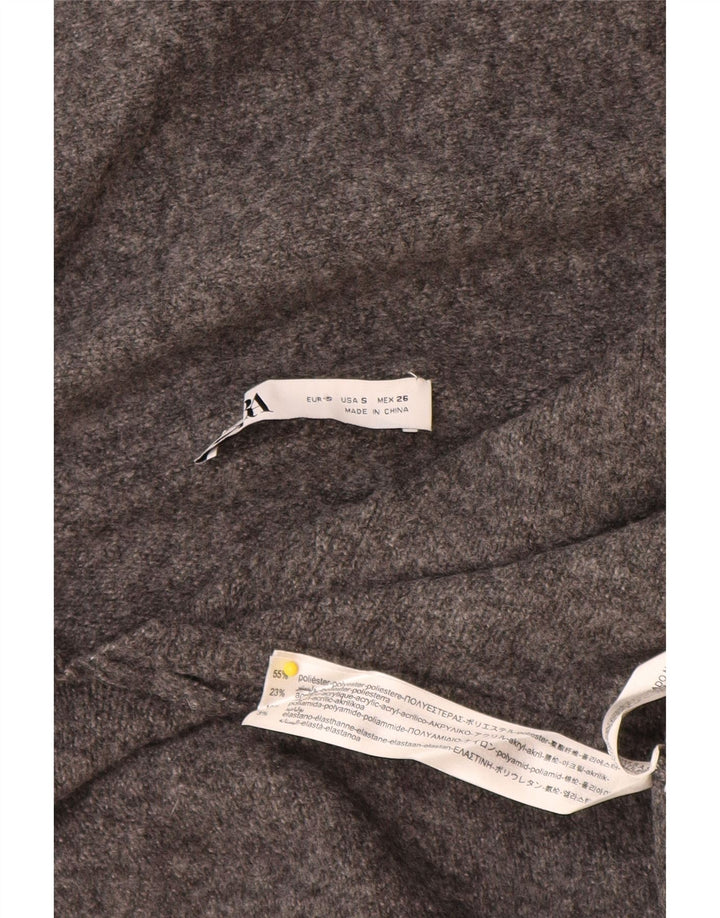 Женский свободный джемпер с отложным воротником Zara UK 10, маленький серый полиэстер