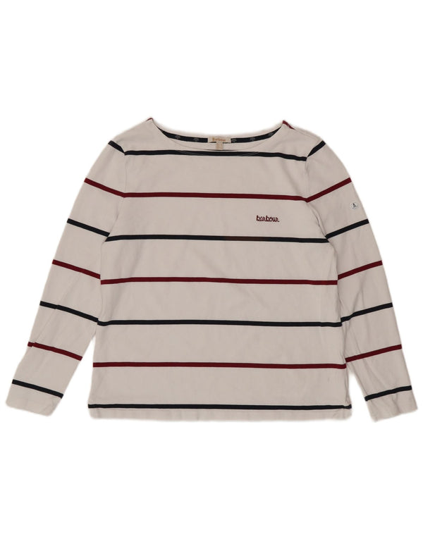 Женский топ BARBOUR с длинным рукавом UK 16, хлопок в большую белую полоску