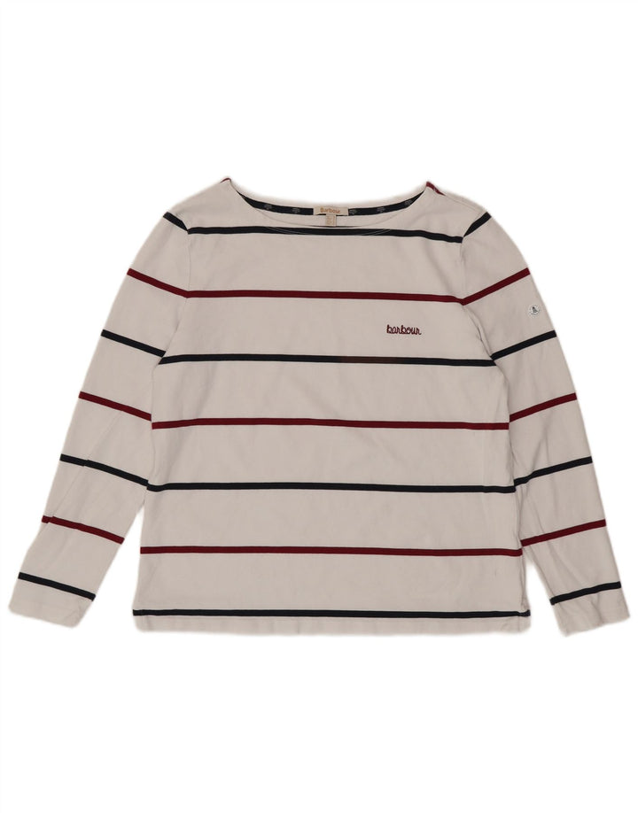 Женский топ BARBOUR с длинным рукавом UK 16, хлопок в большую белую полоску