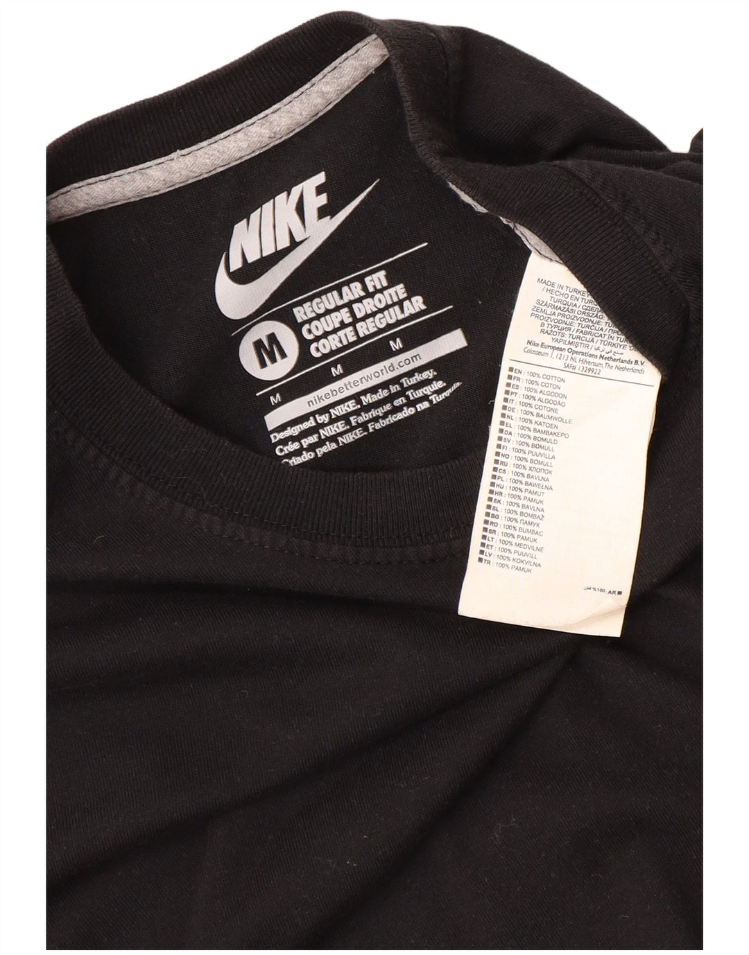 Мужская футболка обычного кроя NIKE из хлопка среднего размера, черная