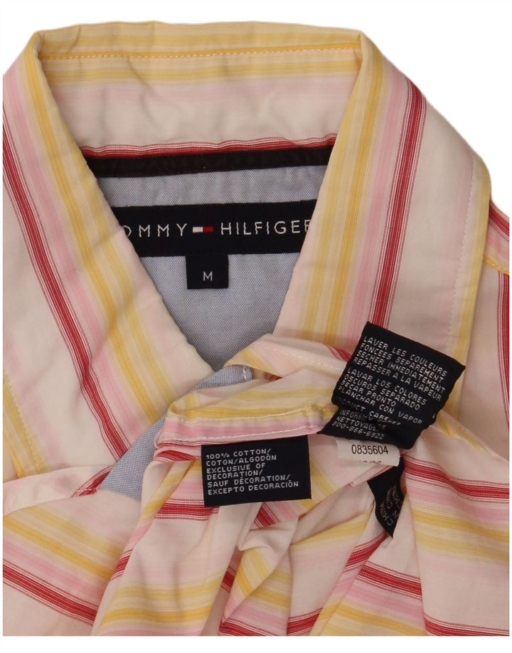 Tommy Hilfiger Мужская рубашка с коротким рукавом из хлопка средней желтой полоски