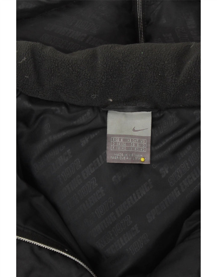 Женское длинное стеганое пальто с капюшоном Nike UK 8/10, маленькое черное
