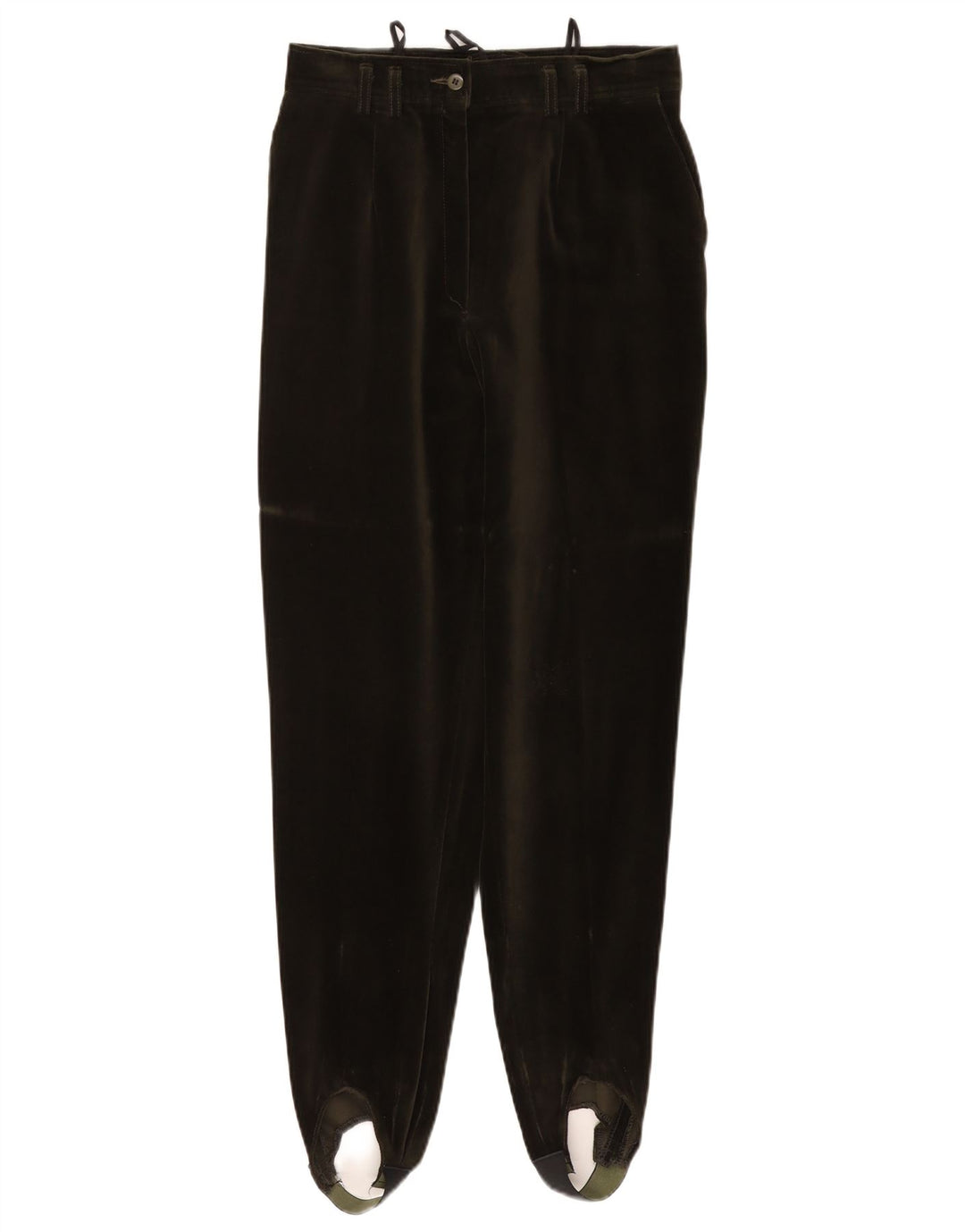 ВИНТАЖНЫЕ женские бархатные брюки со штрипками EU 40, средний W27 L29, зеленый хлопок