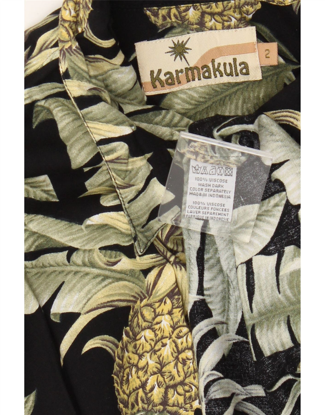Karmakula Мужская рубашка с коротким рукавом с абстрактным узором, средний черный, вискоза