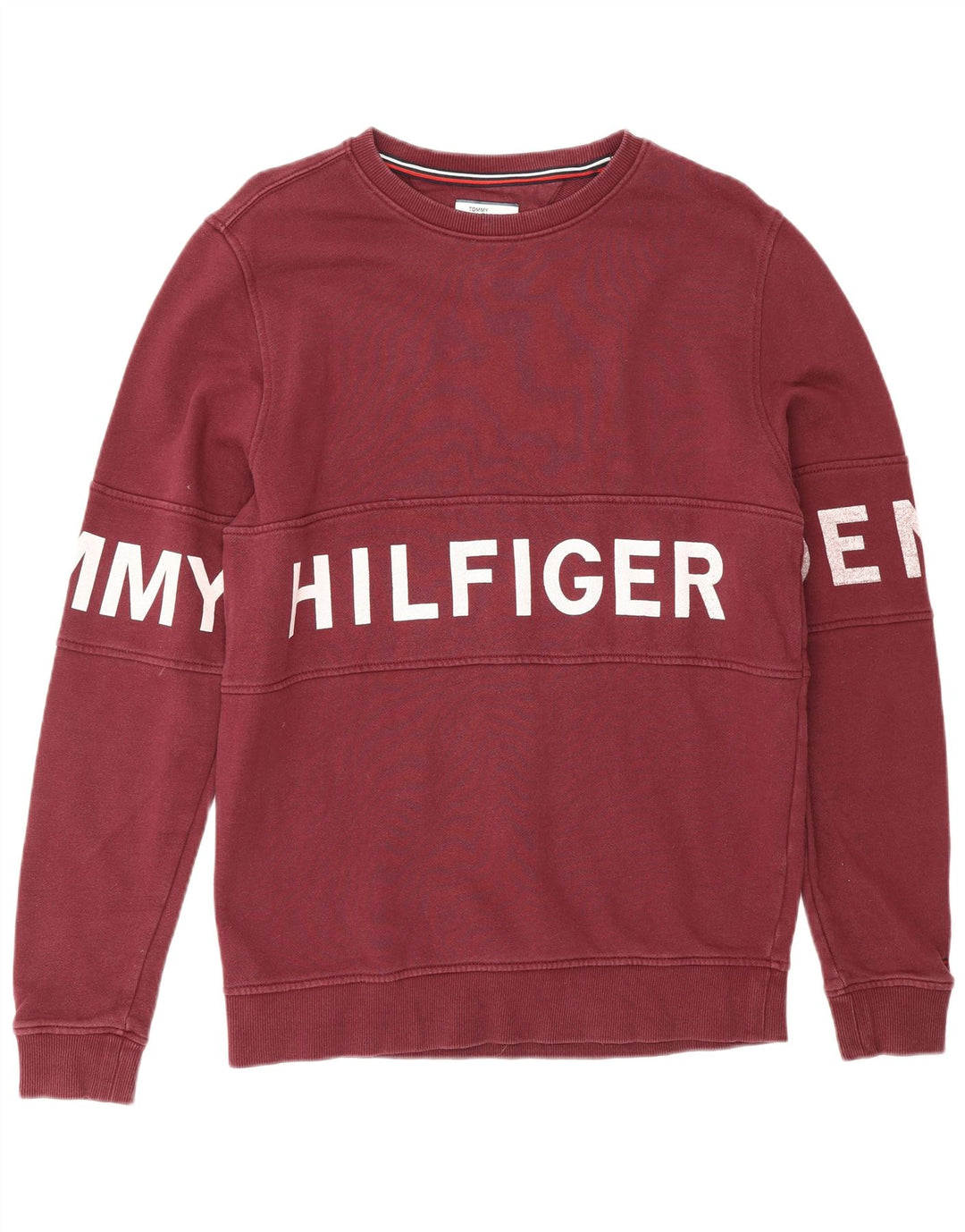 Мужской свитшот с рисунком TOMMY HILFIGER, джемпер среднего цвета, бордовый, хлопок