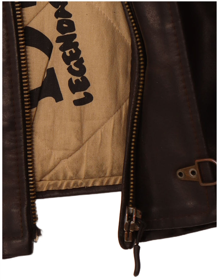 Легендарная куртка 1957 Мужская кожаная куртка UK 36 маленькая коричневая кожа