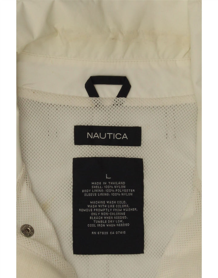 Мужская дождевик Nautica UK 40, большой белый нейлон с цветными блоками